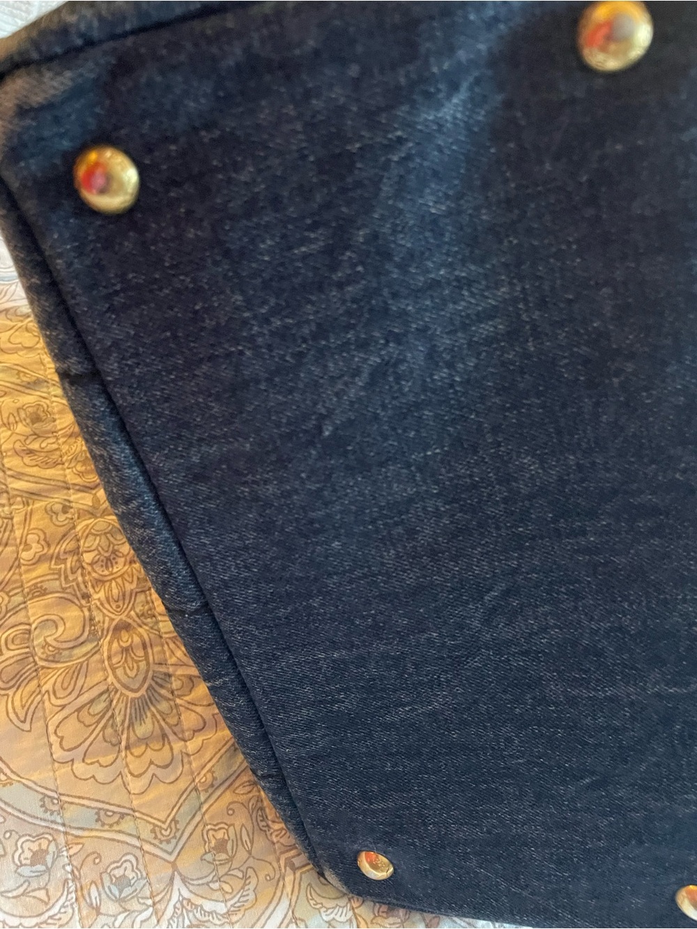 Prada Distressed Denim Canapa Tote Bag - Small Dark Blue with Black Logo - Picture 14 of 14